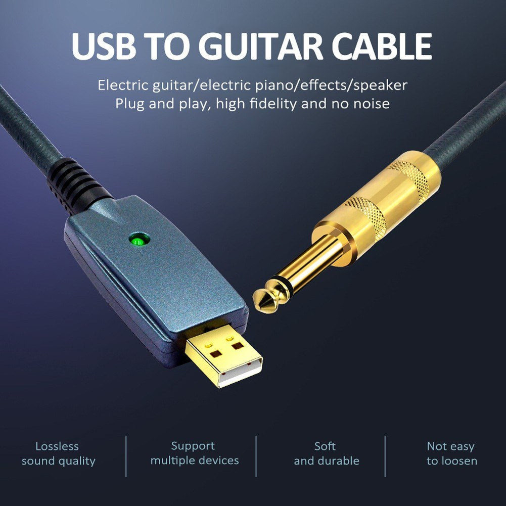 6.35mm USB Guitar Audio Cable Adapter - Electric Guitar Connector Cord