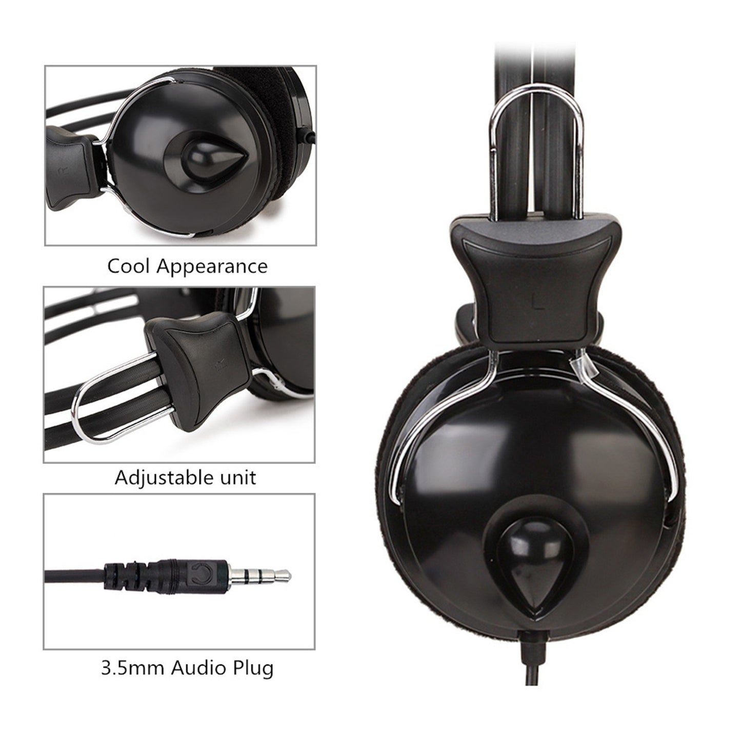 Wired Over-Ear Headphones with 3.5mm Plug for Computer, Music, Gaming, and Video