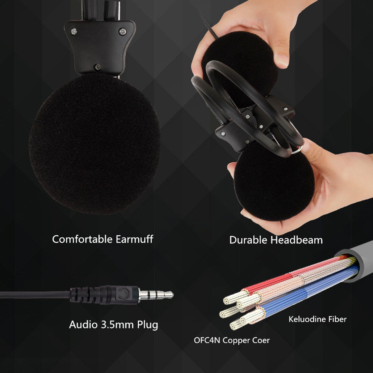 Wired Over-Ear Headphones with 3.5mm Plug for Computer, Music, Gaming, and Video