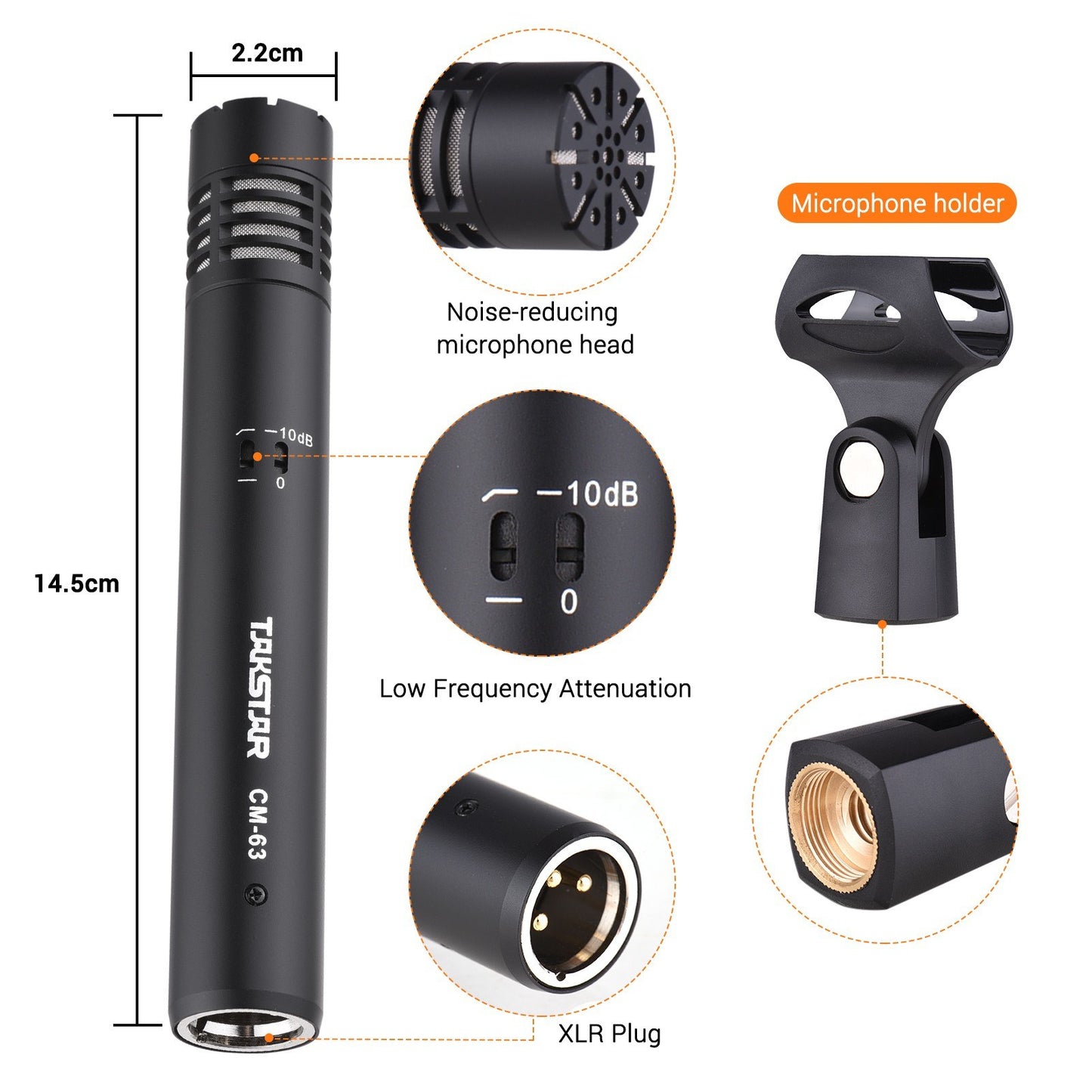 TAKSTAR CM-63 Professional XLR Cardioid Condenser Microphone - Moisture Resistant