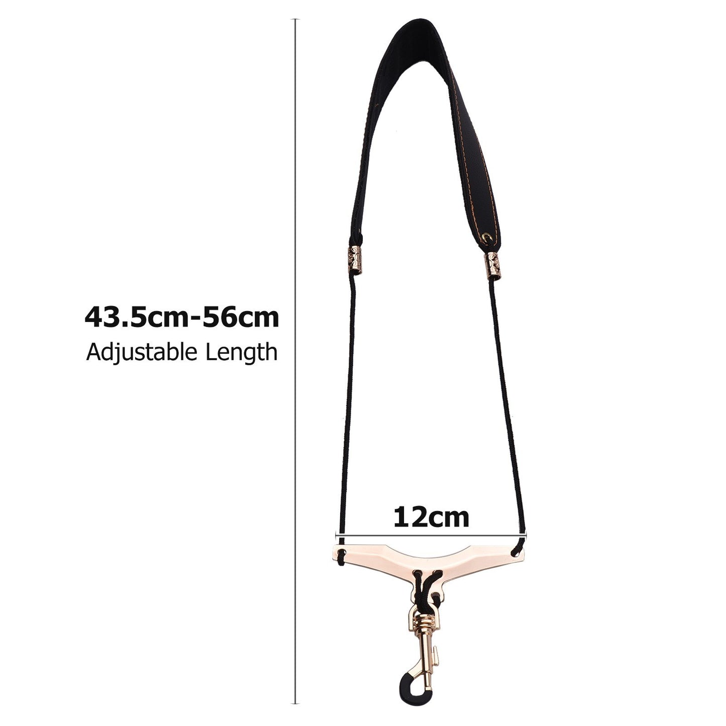 Soft Leather Padded Saxophone & Clarinet Neck Strap with Metal Hook - Adjustable Fit