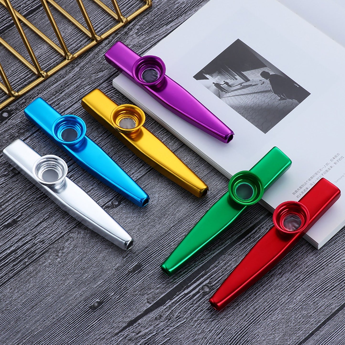 Muslady 6-Piece Aluminum Alloy Kazoo Set for Kids, Adults & Beginners