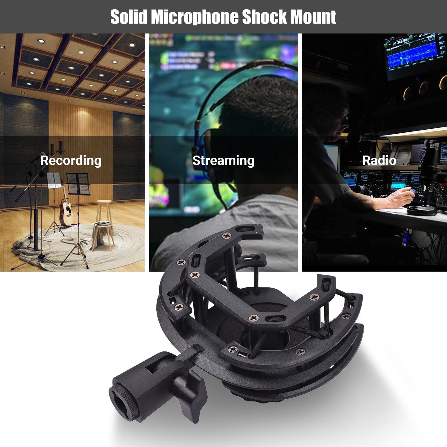 Muslady Foldable 180° Microphone Shock Mount Holder for Condenser Mics