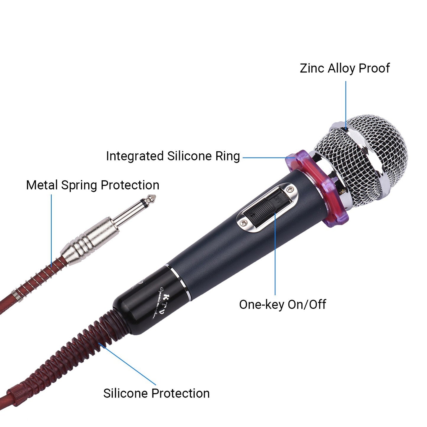 Muslady Cardioid Condenser Microphone – Dynamic Handheld Wired Mic with 15ft Cable & 6.35mm Plug for Singing, Karaoke, Stage & Live Performances