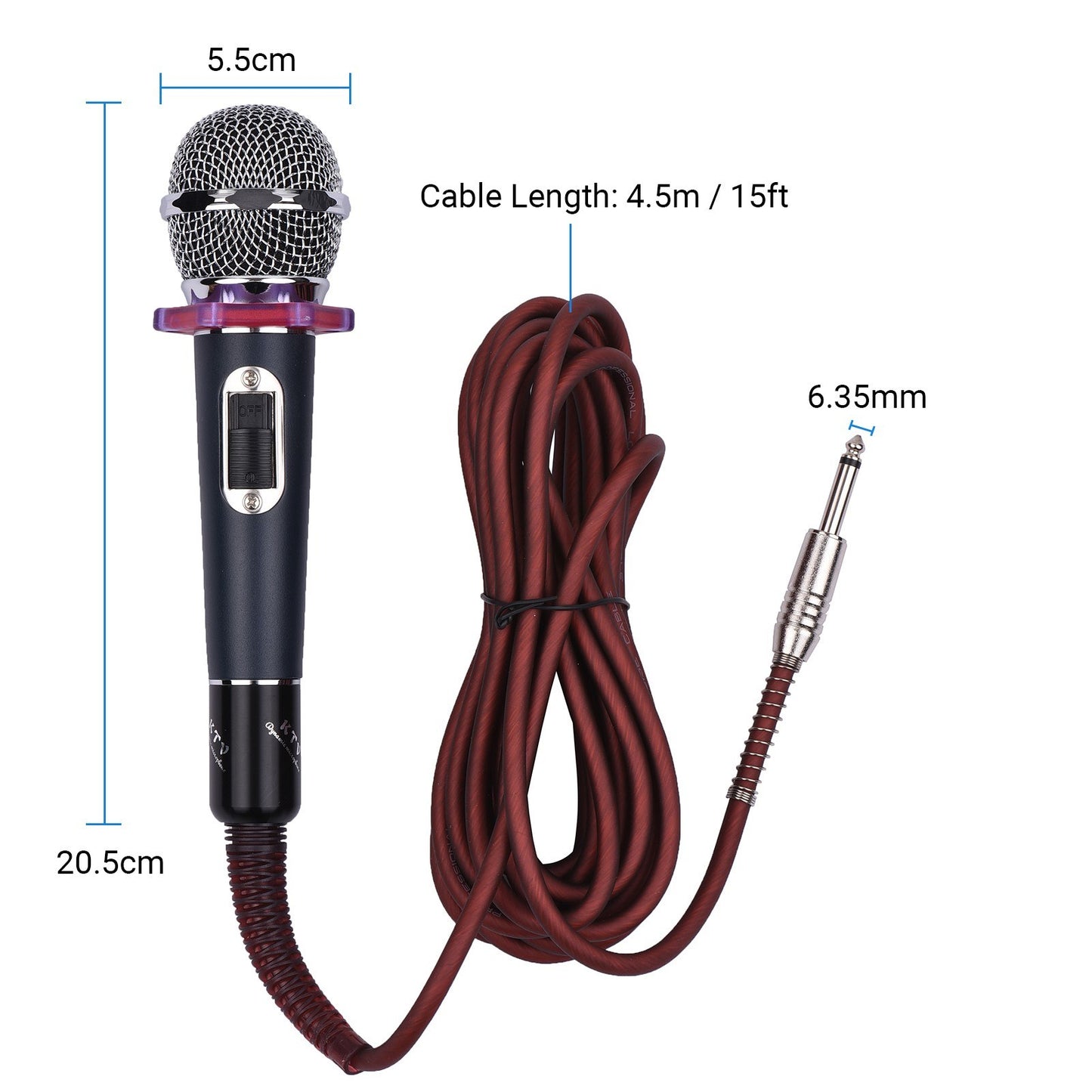 Muslady Cardioid Condenser Microphone – Dynamic Handheld Wired Mic with 15ft Cable & 6.35mm Plug for Singing, Karaoke, Stage & Live Performances