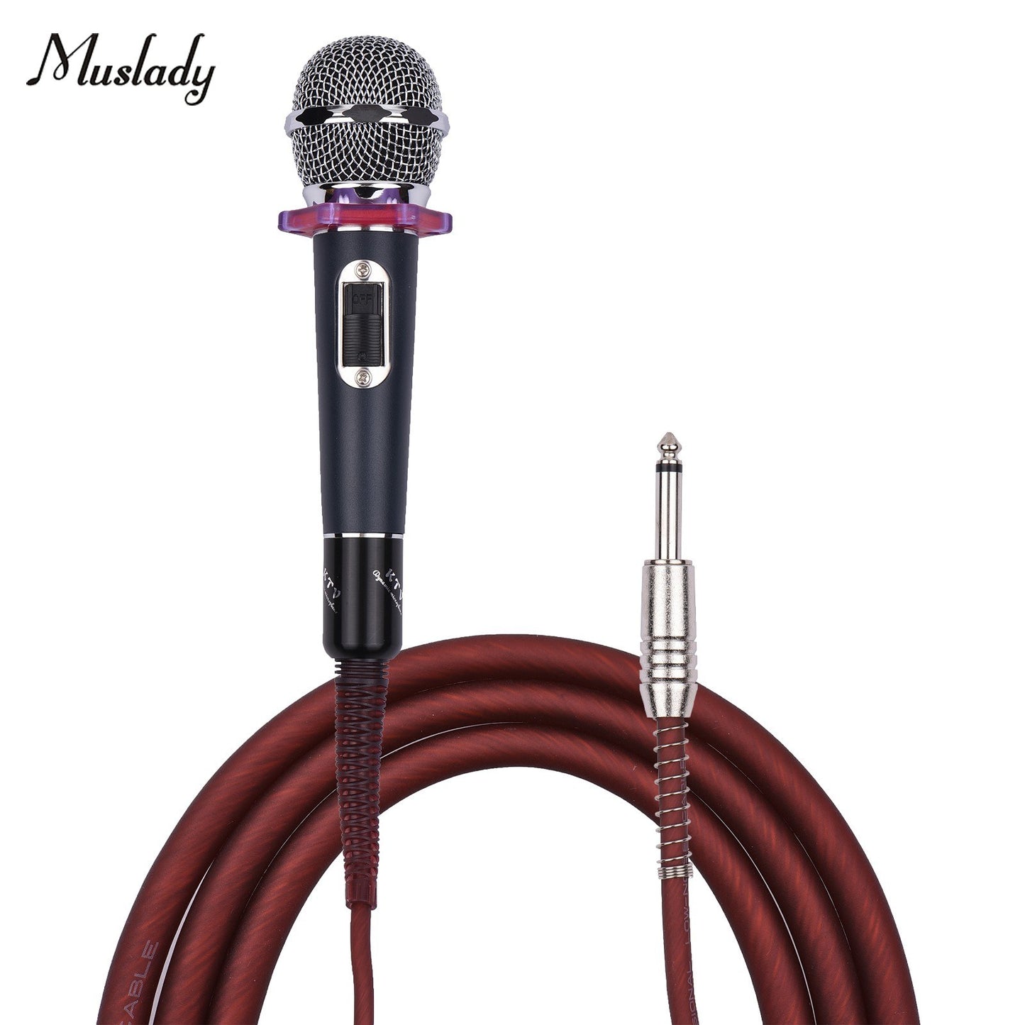 Muslady Cardioid Condenser Microphone – Dynamic Handheld Wired Mic with 15ft Cable & 6.35mm Plug for Singing, Karaoke, Stage & Live Performances