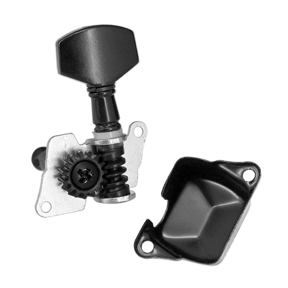 6-Piece Black Guitar Tuning Pegs - Semi-Closed Tuners for Electric & Acoustic Guitars (3L + 3R)