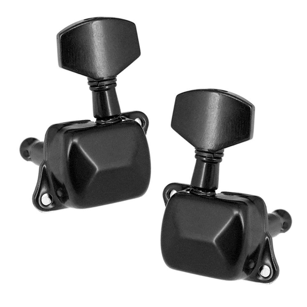 6-Piece Black Guitar Tuning Pegs - Semi-Closed Tuners for Electric & Acoustic Guitars (3L + 3R)