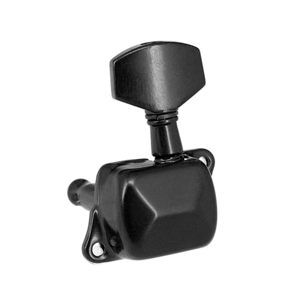 6-Piece Black Guitar Tuning Pegs - Semi-Closed Tuners for Electric & Acoustic Guitars (3L + 3R)