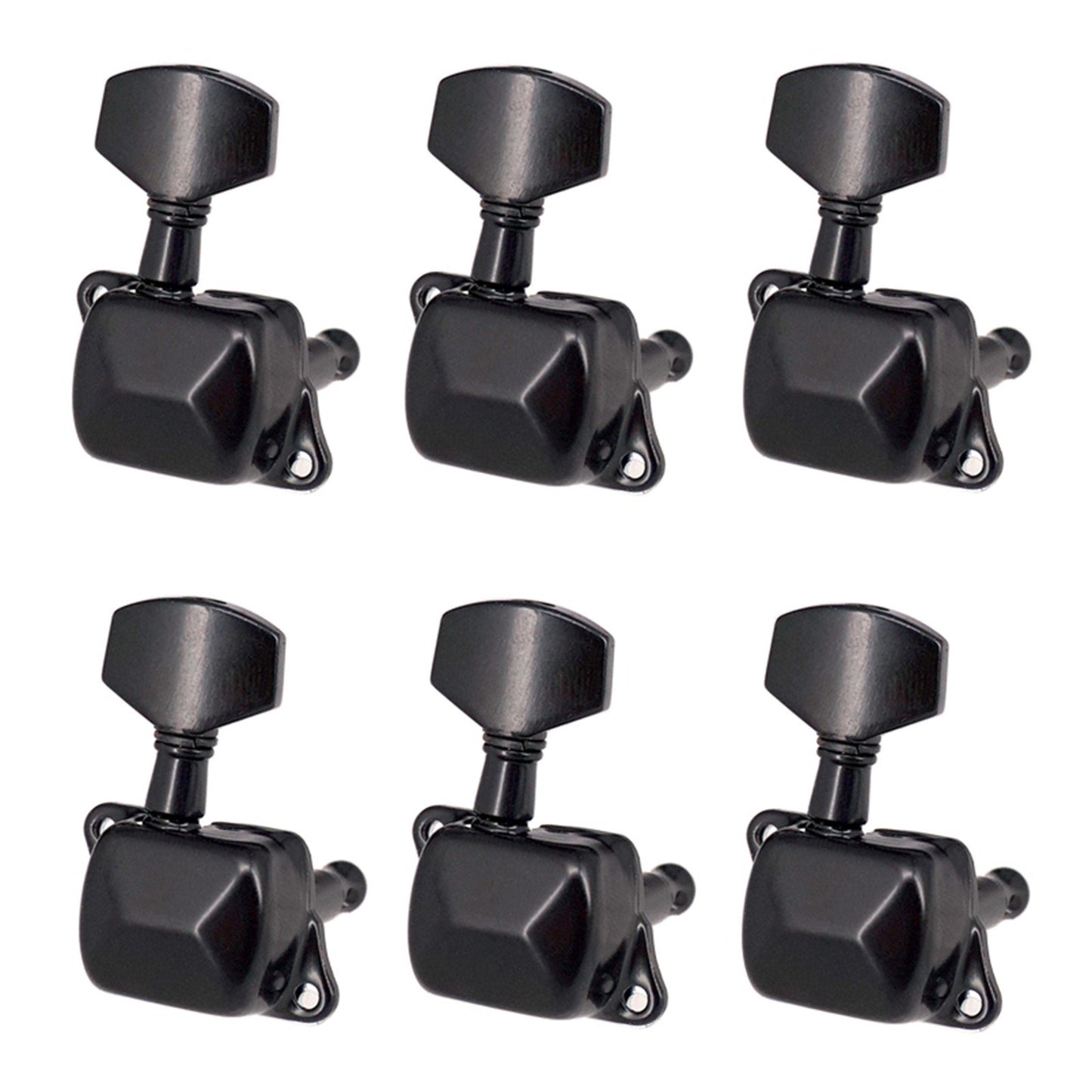 6-Piece Black Guitar Tuning Pegs - Semi-Closed Tuners for Electric & Acoustic Guitars (3L + 3R)
