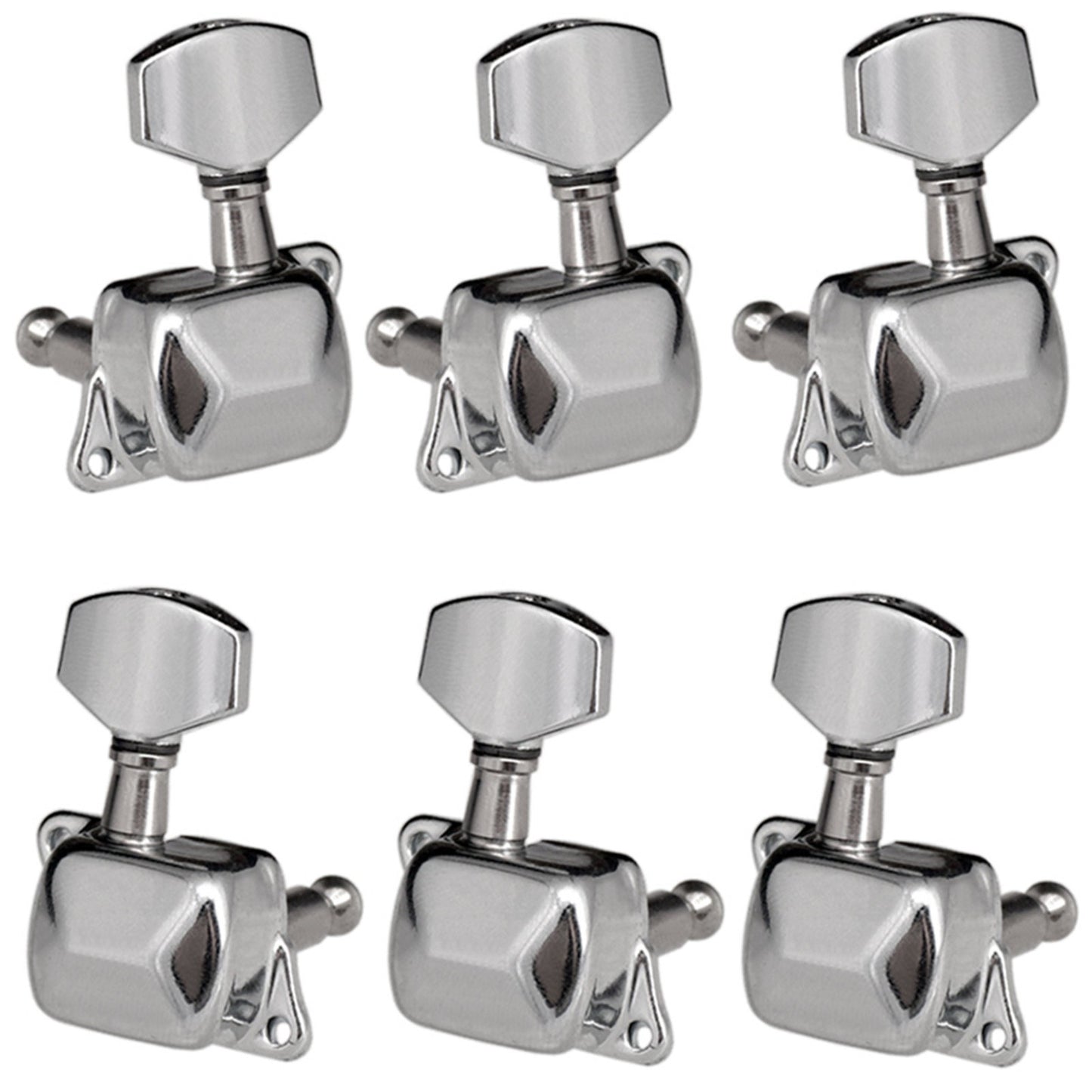 6-Piece Black Guitar Tuning Pegs - Semi-Closed Tuners for Electric & Acoustic Guitars (3L + 3R)