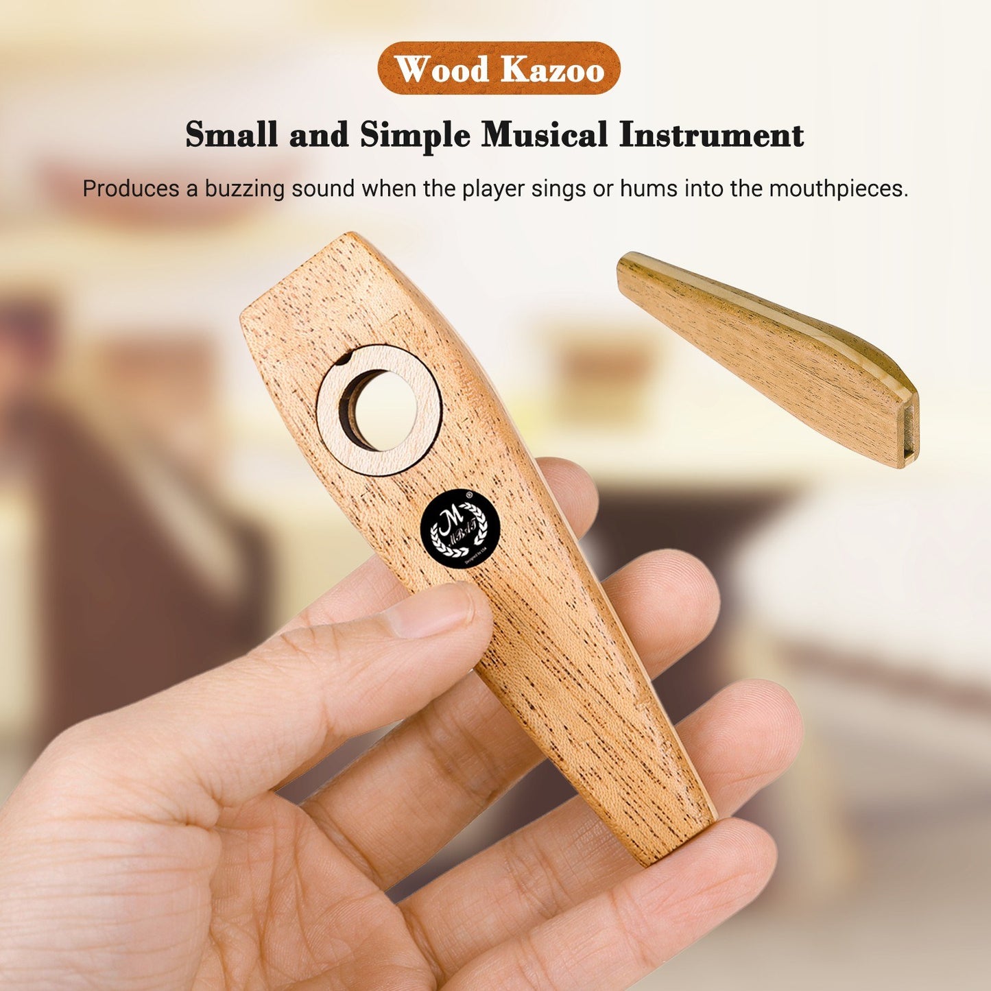 Easy-to-Learn Wooden Kazoo - Fun Musical Instrument Party Favor for All Ages