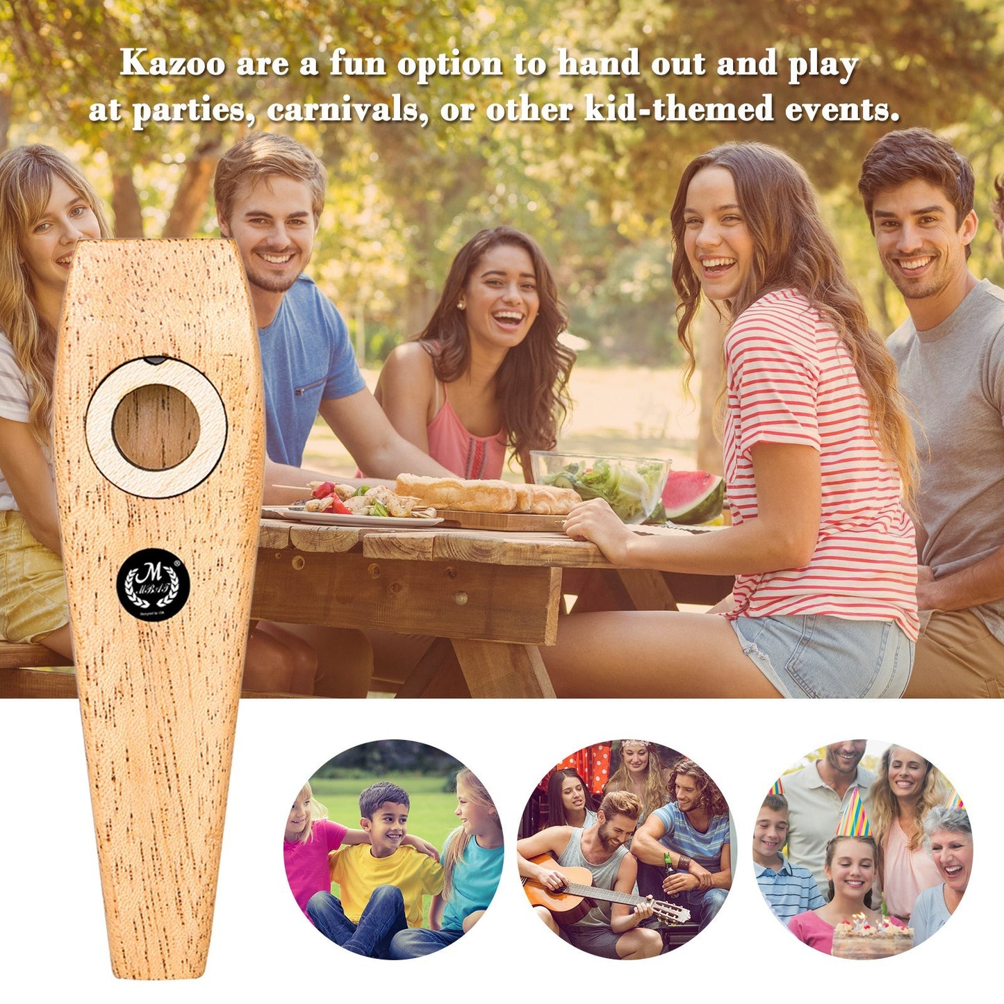 Easy-to-Learn Wooden Kazoo - Fun Musical Instrument Party Favor for All Ages