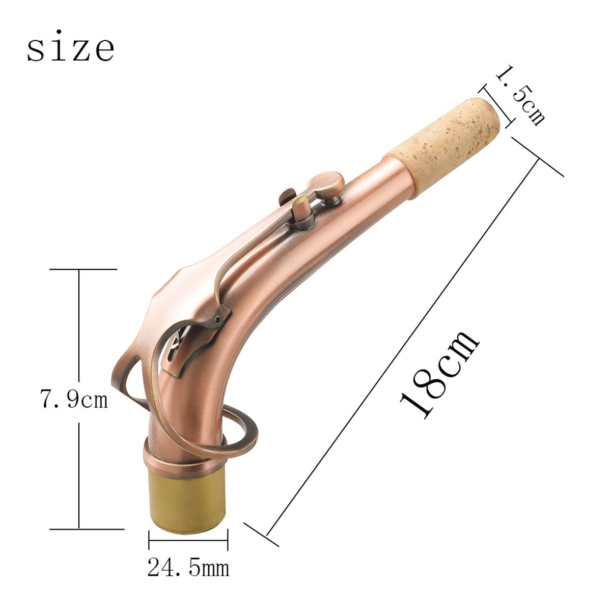 Alto Saxophone Neck Brass E-flat Bend 24.5mm Nozzle with Professional Leather Pad