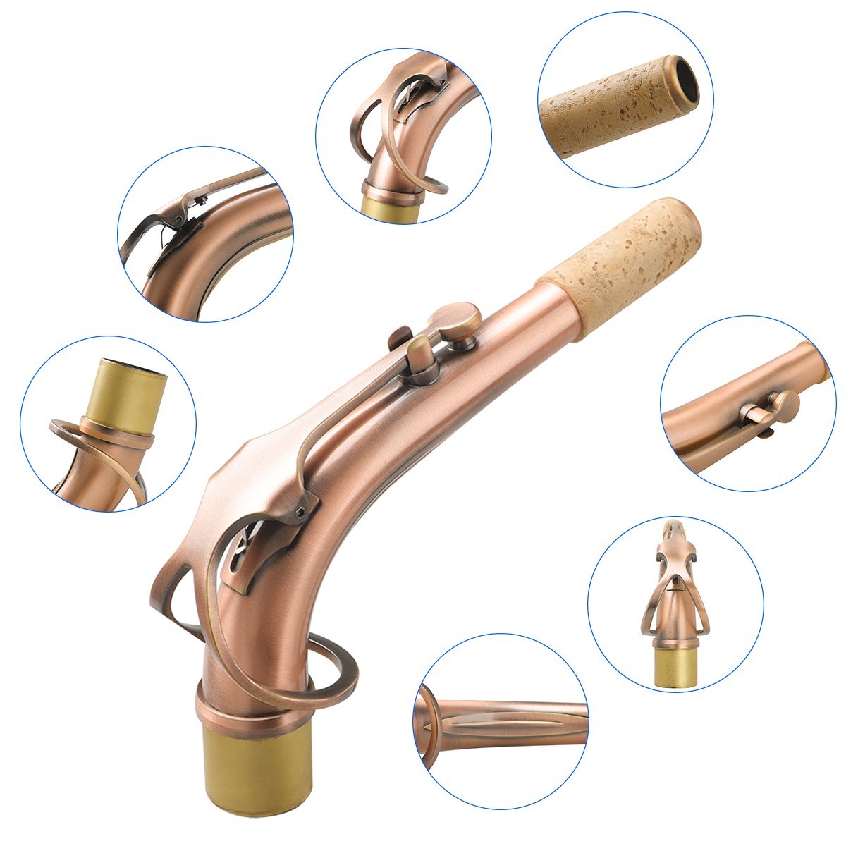 Alto Saxophone Neck Brass E-flat Bend 24.5mm Nozzle with Professional Leather Pad
