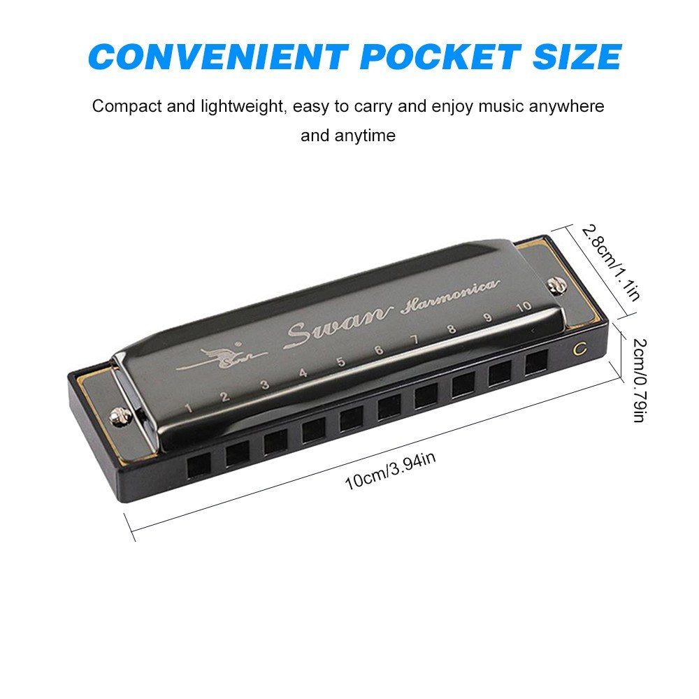 Swan 10-Hole Diatonic Blues Harmonica, Key of C - SW1020-7