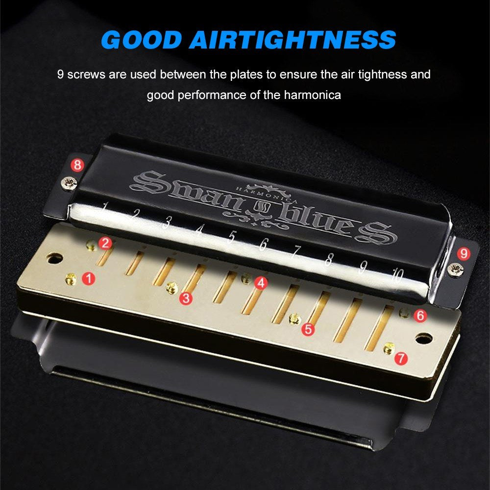 Swan 10-Hole Diatonic Blues Harmonica, Key of C - SW1020-7