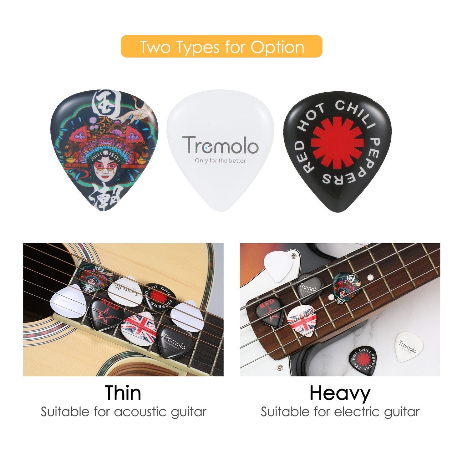 Heavy Guitar Picks Set: 3pc Accessories for Electric Guitar & Bass