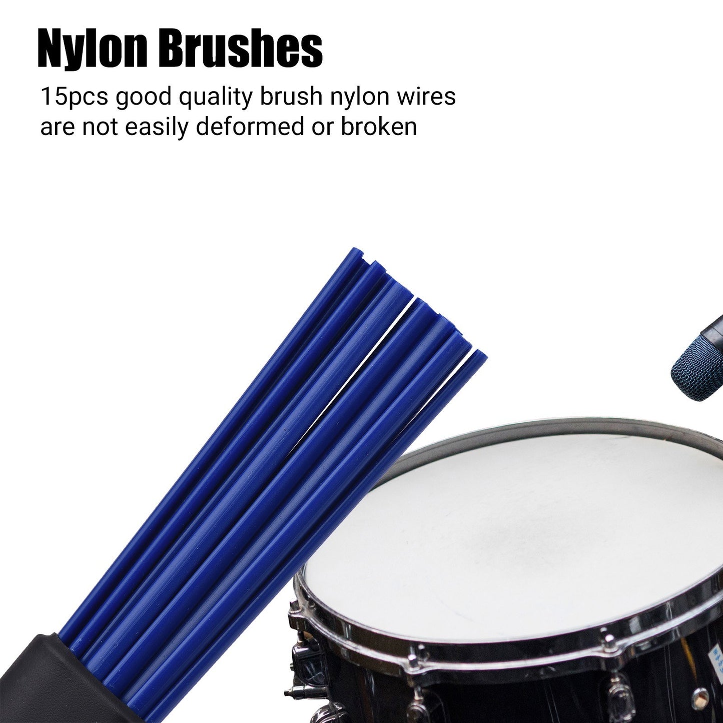 Muslady Retractable Drumsticks & Nylon Brushes Set - 1 Pair for Jazz Drum Kit