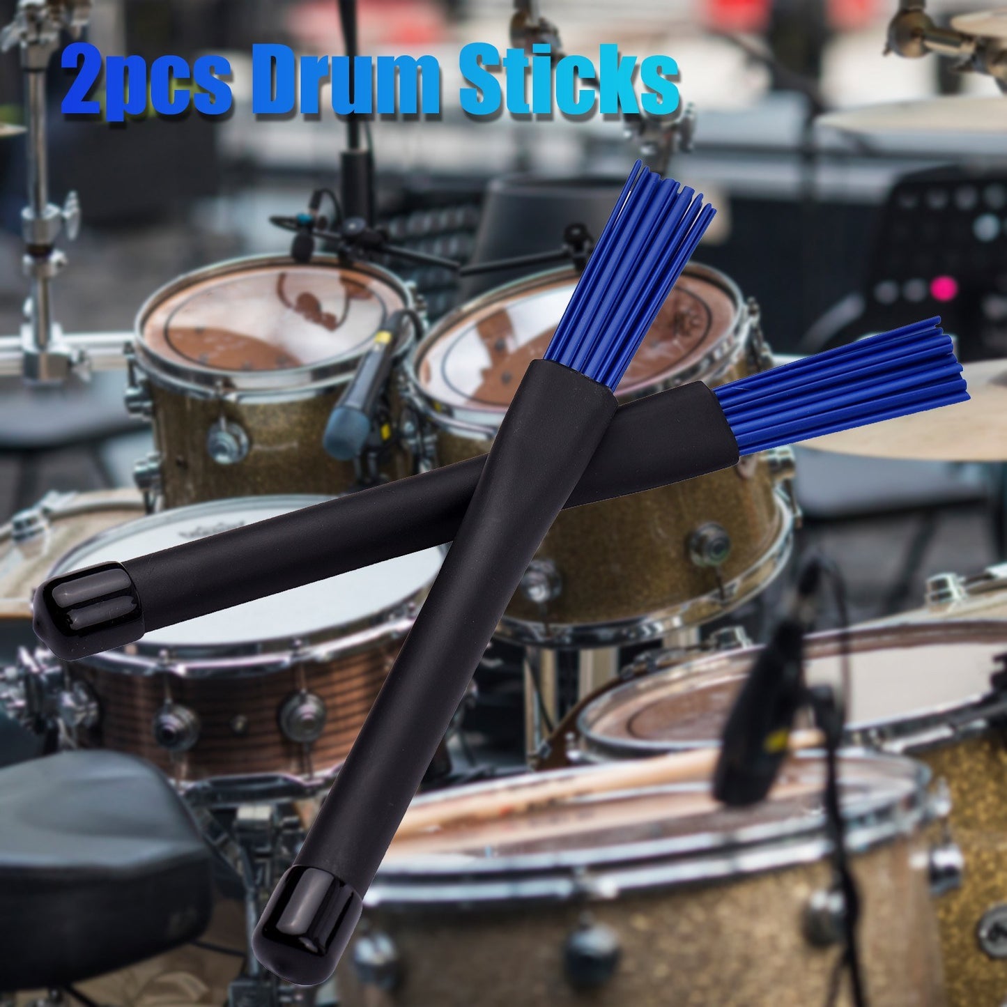 Muslady Retractable Drumsticks & Nylon Brushes Set - 1 Pair for Jazz Drum Kit