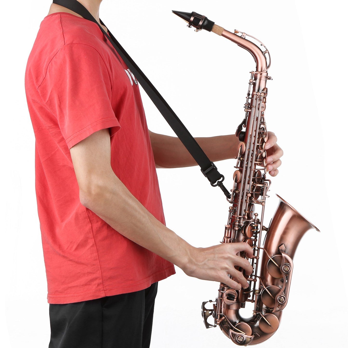 Antique Red E-flat Saxophone with Case, Cleaning Kit, Strap & Mouthpiece
