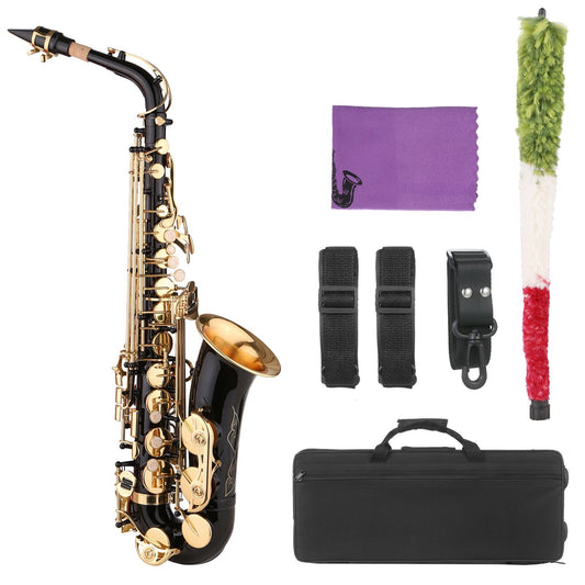 Black E-flat Alto Saxophone for Beginner & Intermediate Players - Premium Quality