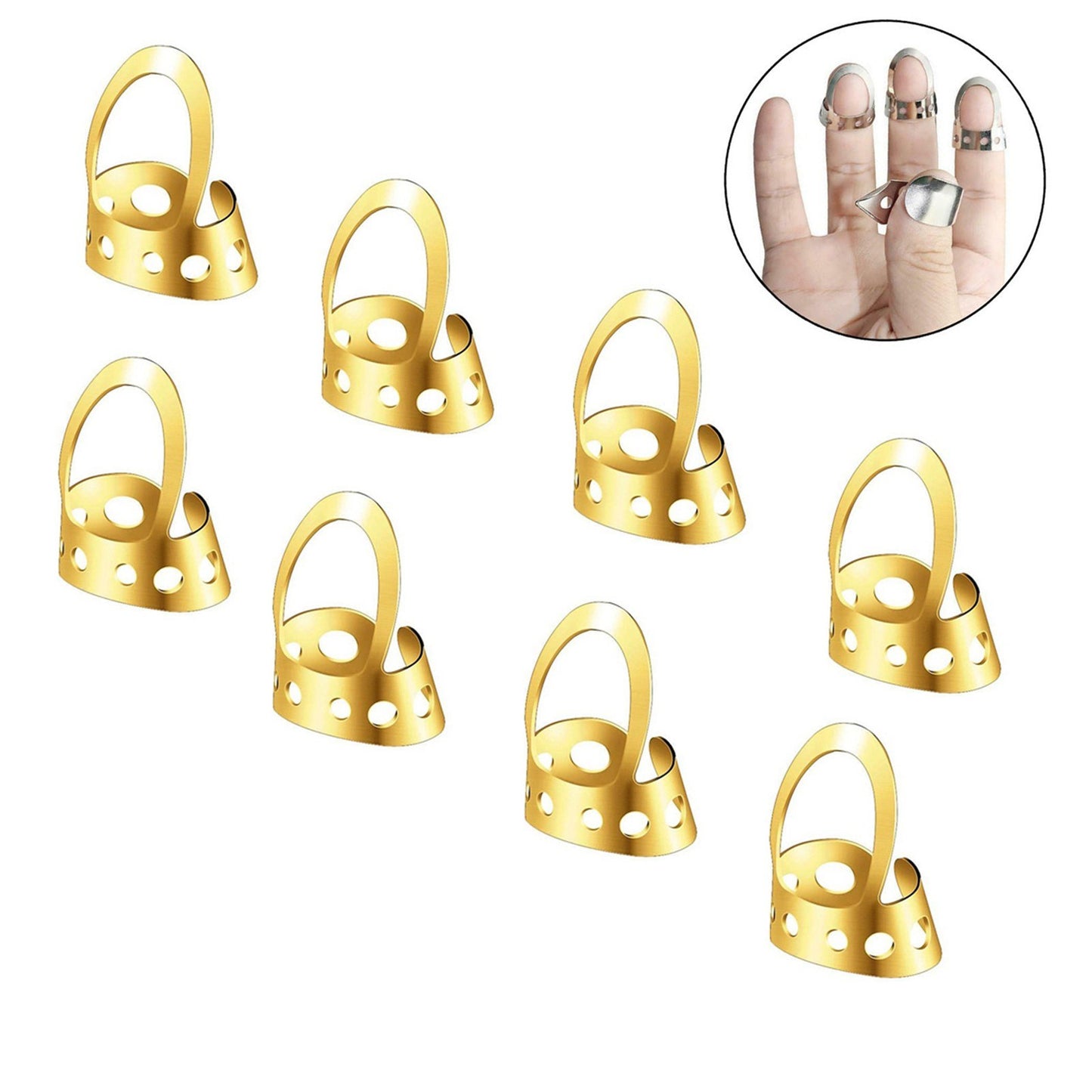 8-Pack Adjustable Finger Picks with Plastic Case for Banjo, Classical, Acoustic & Electric Guitar