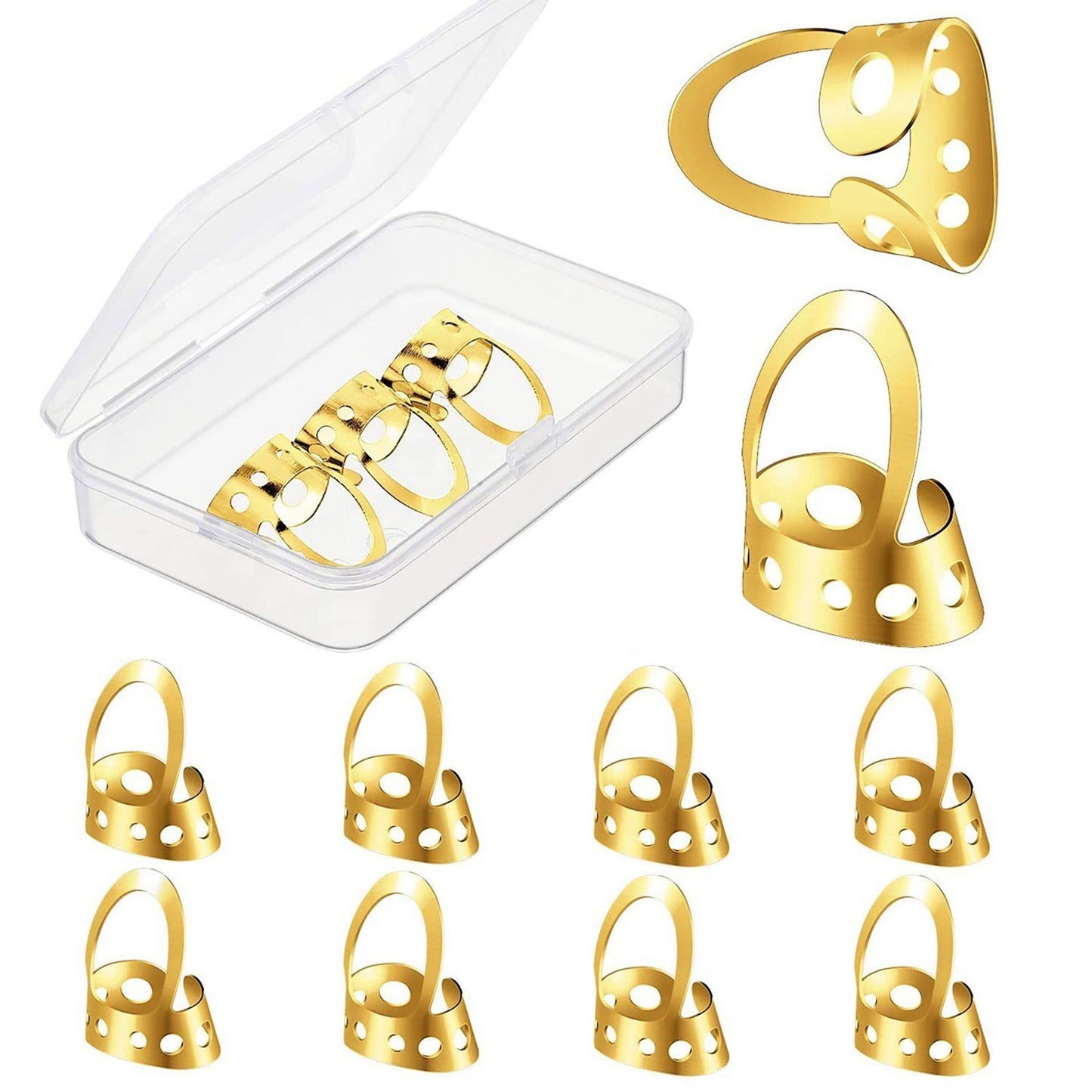 8-Pack Adjustable Finger Picks with Plastic Case for Banjo, Classical, Acoustic & Electric Guitar