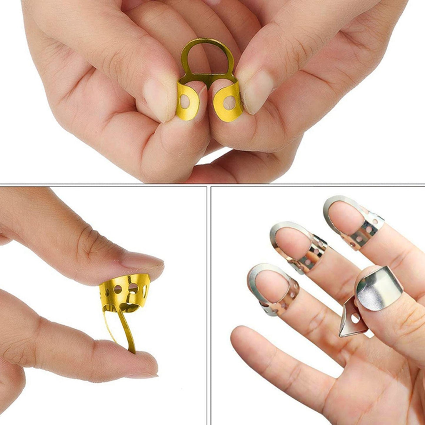 8-Pack Adjustable Finger Picks with Plastic Case for Banjo, Classical, Acoustic & Electric Guitar