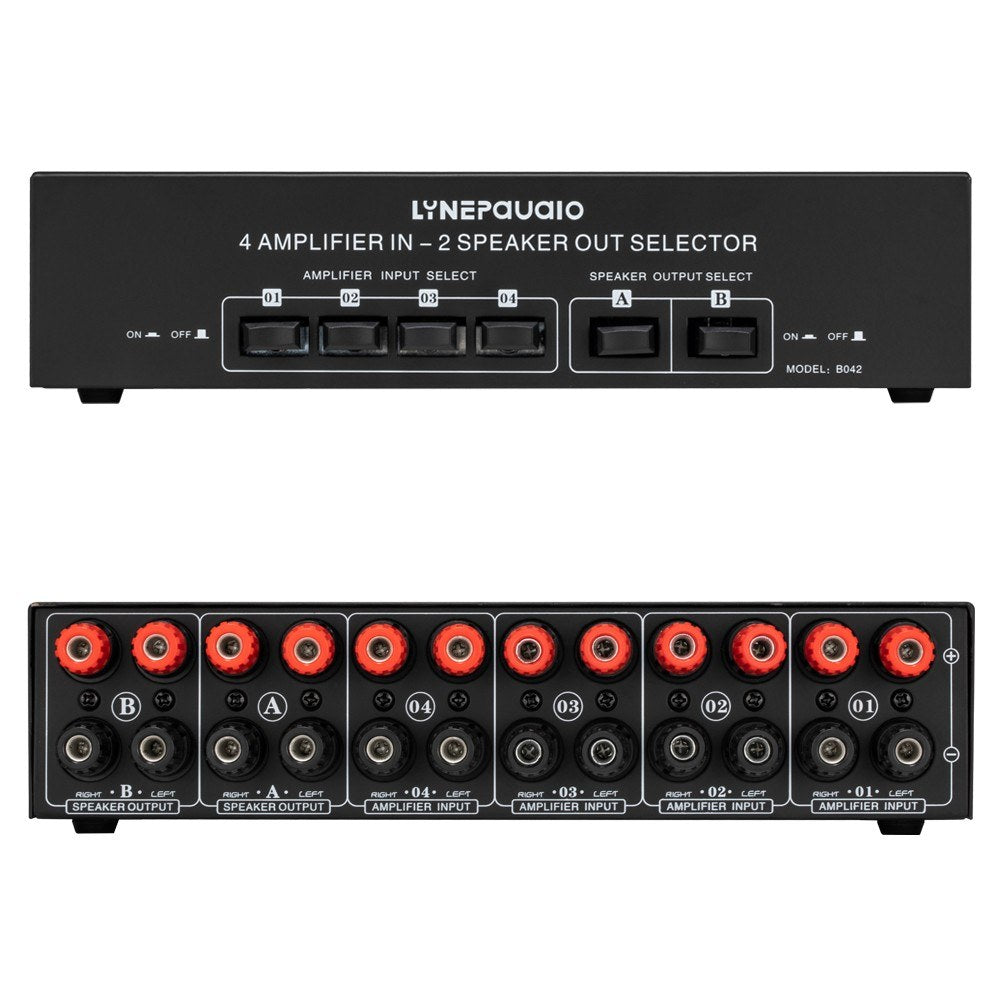 LYNEPAUAIO 4x2 Audio Switcher Signal Selector Splitter Box