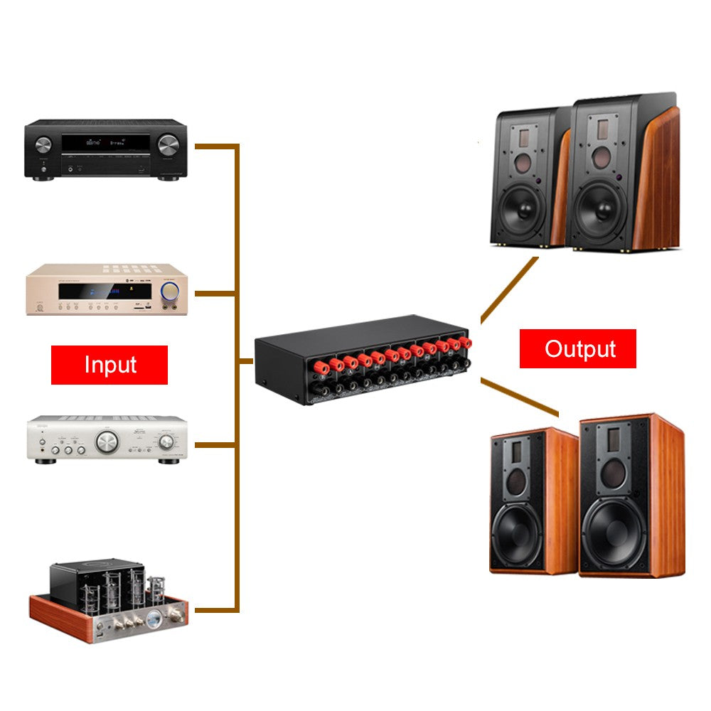 LYNEPAUAIO 4x2 Audio Switcher Signal Selector Splitter Box