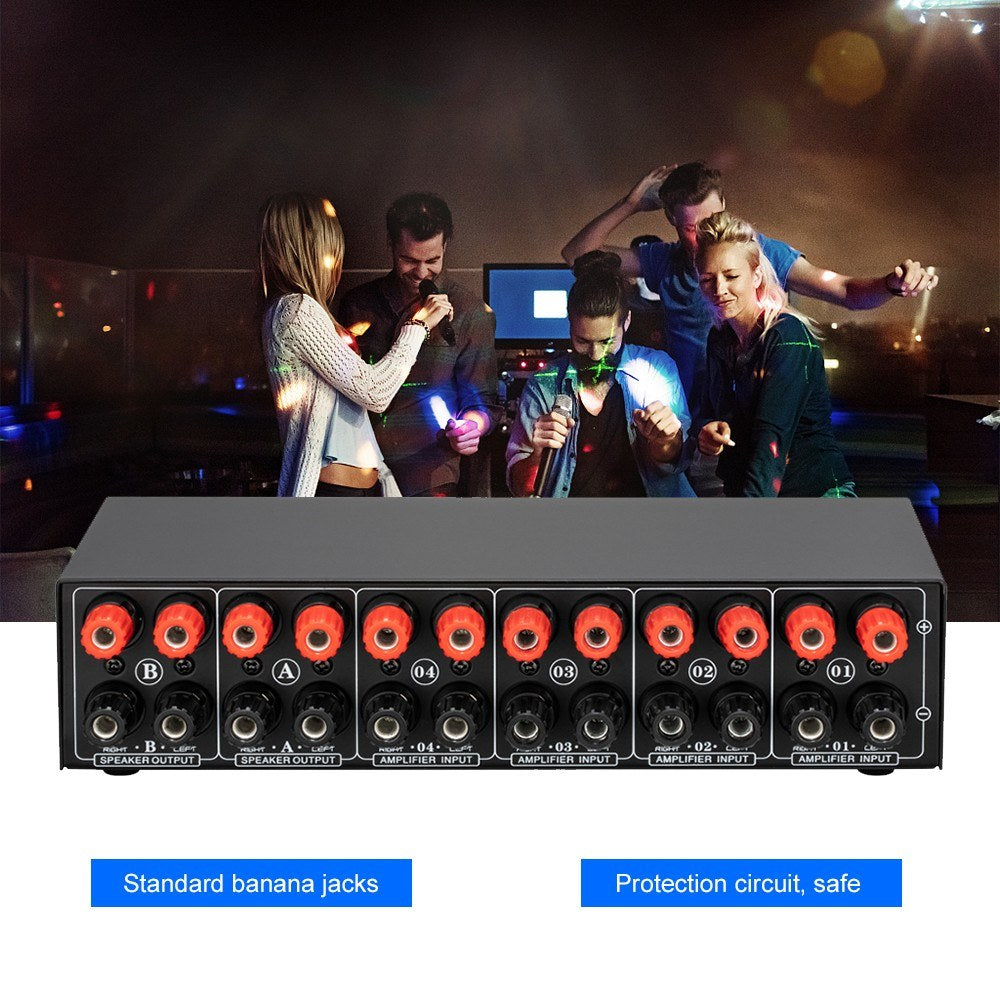 LYNEPAUAIO 4x2 Audio Switcher Signal Selector Splitter Box