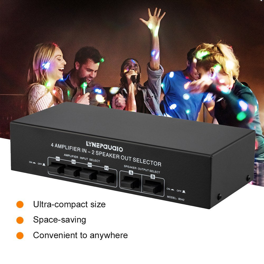 LYNEPAUAIO 4x2 Audio Switcher Signal Selector Splitter Box
