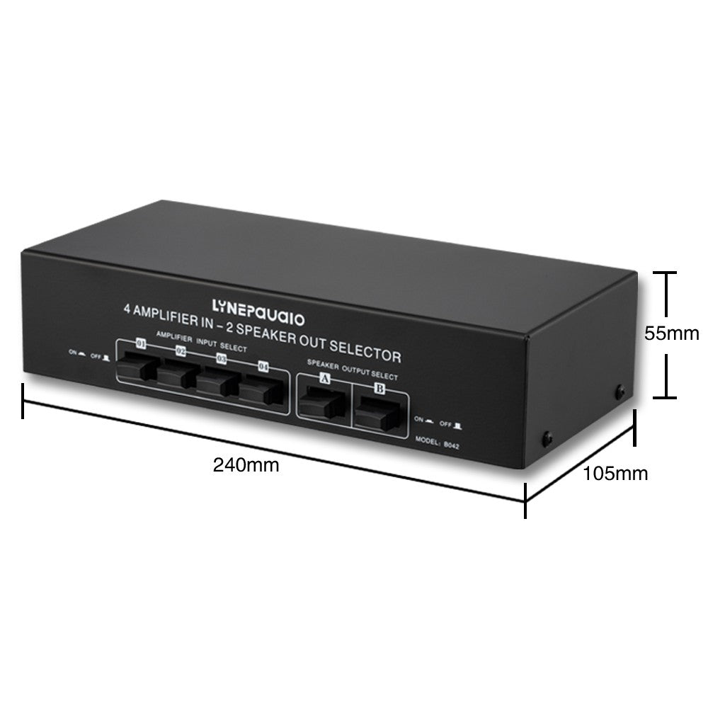 LYNEPAUAIO 4x2 Audio Switcher Signal Selector Splitter Box