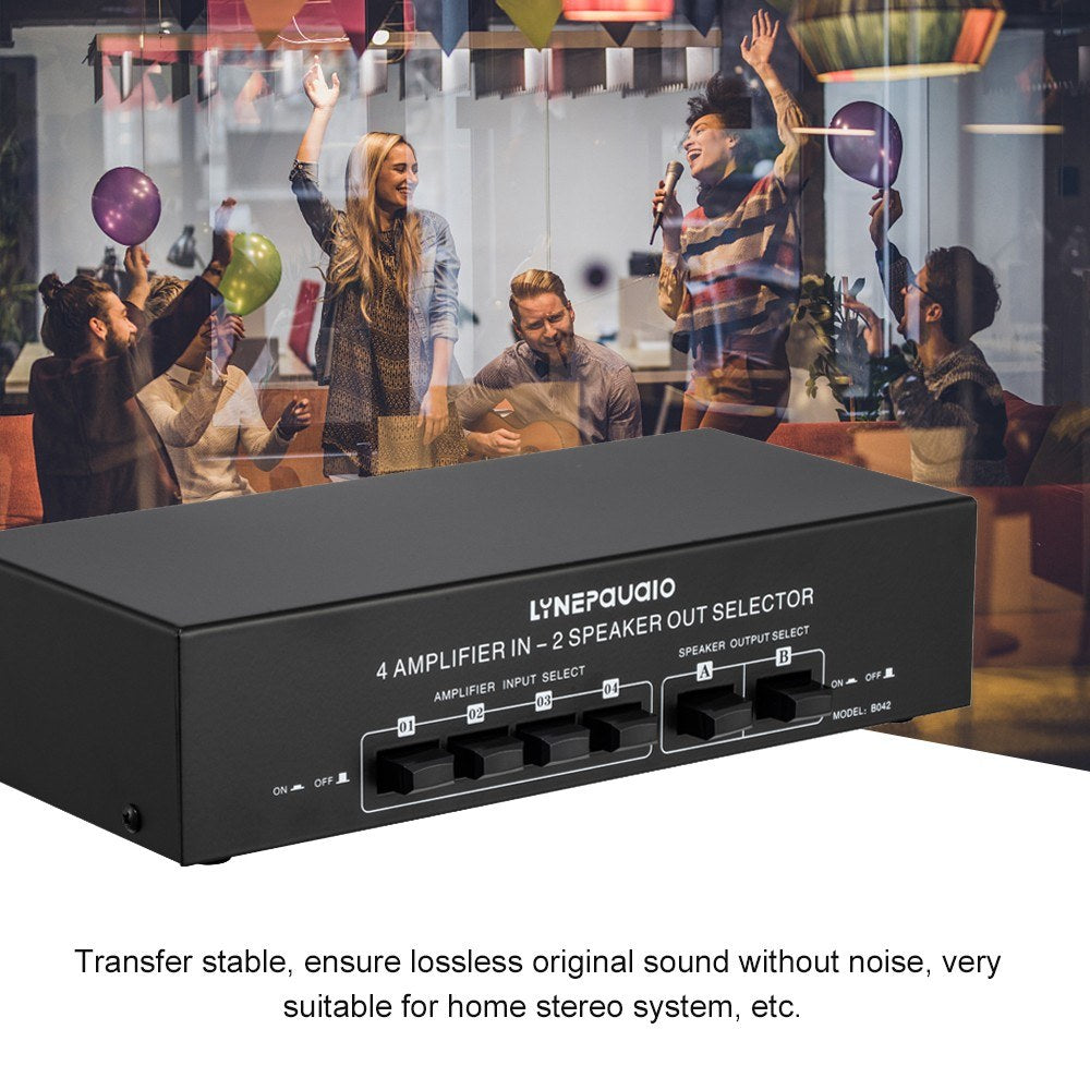 LYNEPAUAIO 4x2 Audio Switcher Signal Selector Splitter Box