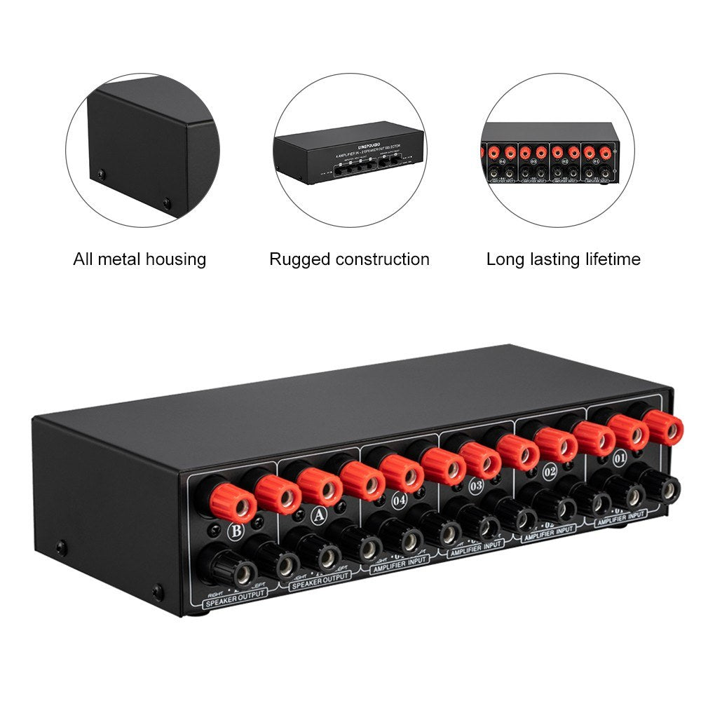 LYNEPAUAIO 4x2 Audio Switcher Signal Selector Splitter Box