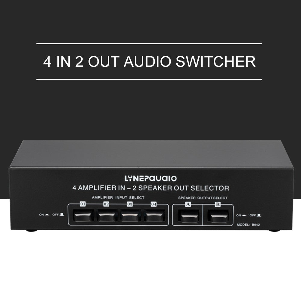 LYNEPAUAIO 4x2 Audio Switcher Signal Selector Splitter Box
