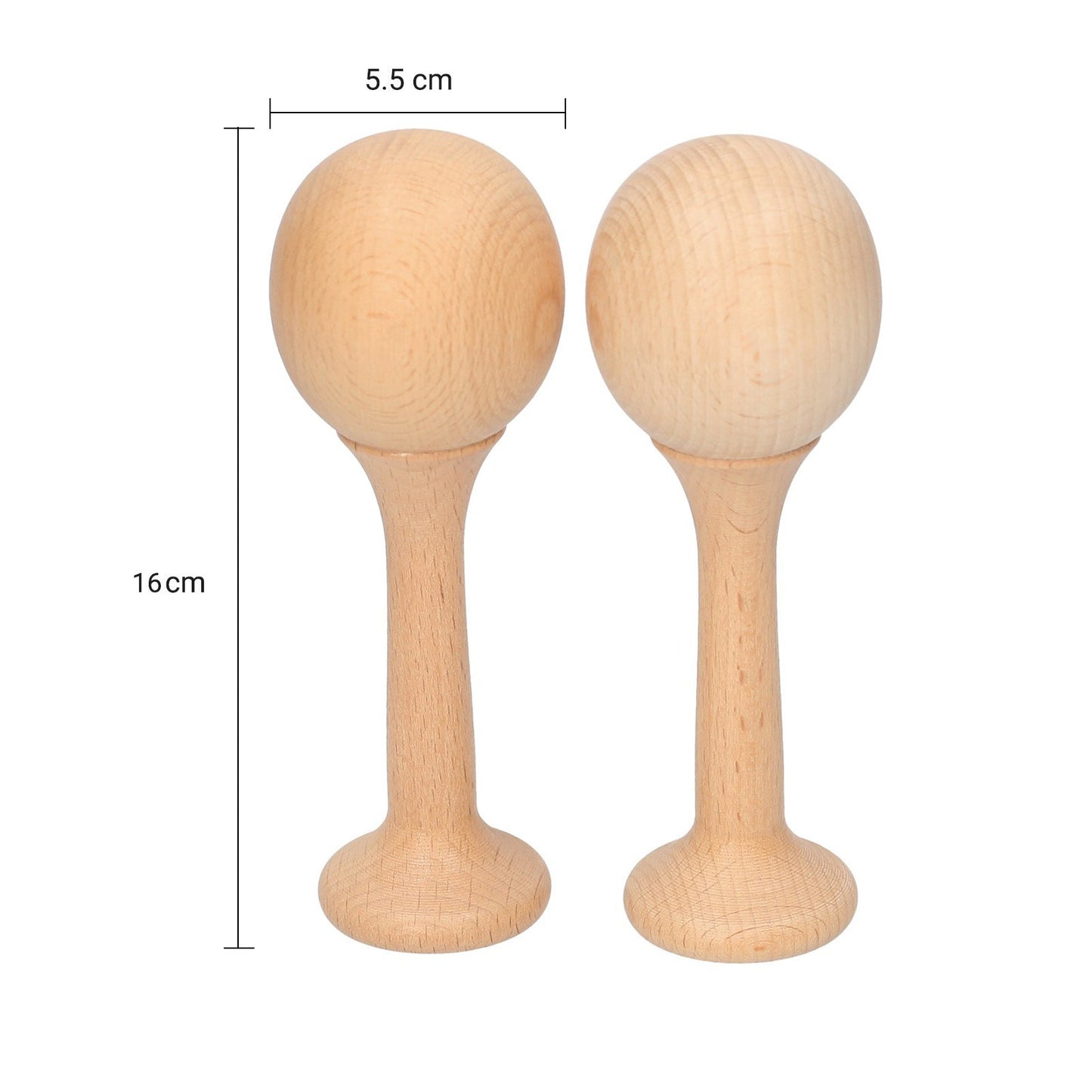 Wooden Beech Maraca Pair - Kids Percussion Shaker Rattles Musical Instrument