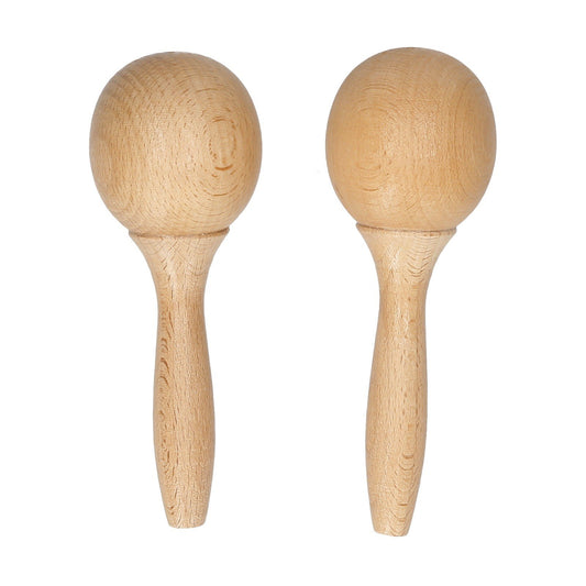 Wooden Beech Maraca Pair - Kids Percussion Shaker Rattles Musical Instrument