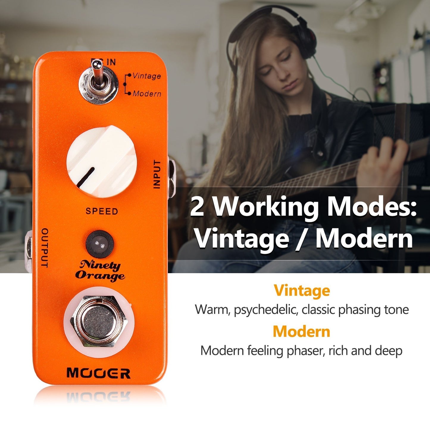 Mooer Ninety Orange Micro Analog Phaser Guitar Pedal True Bypass