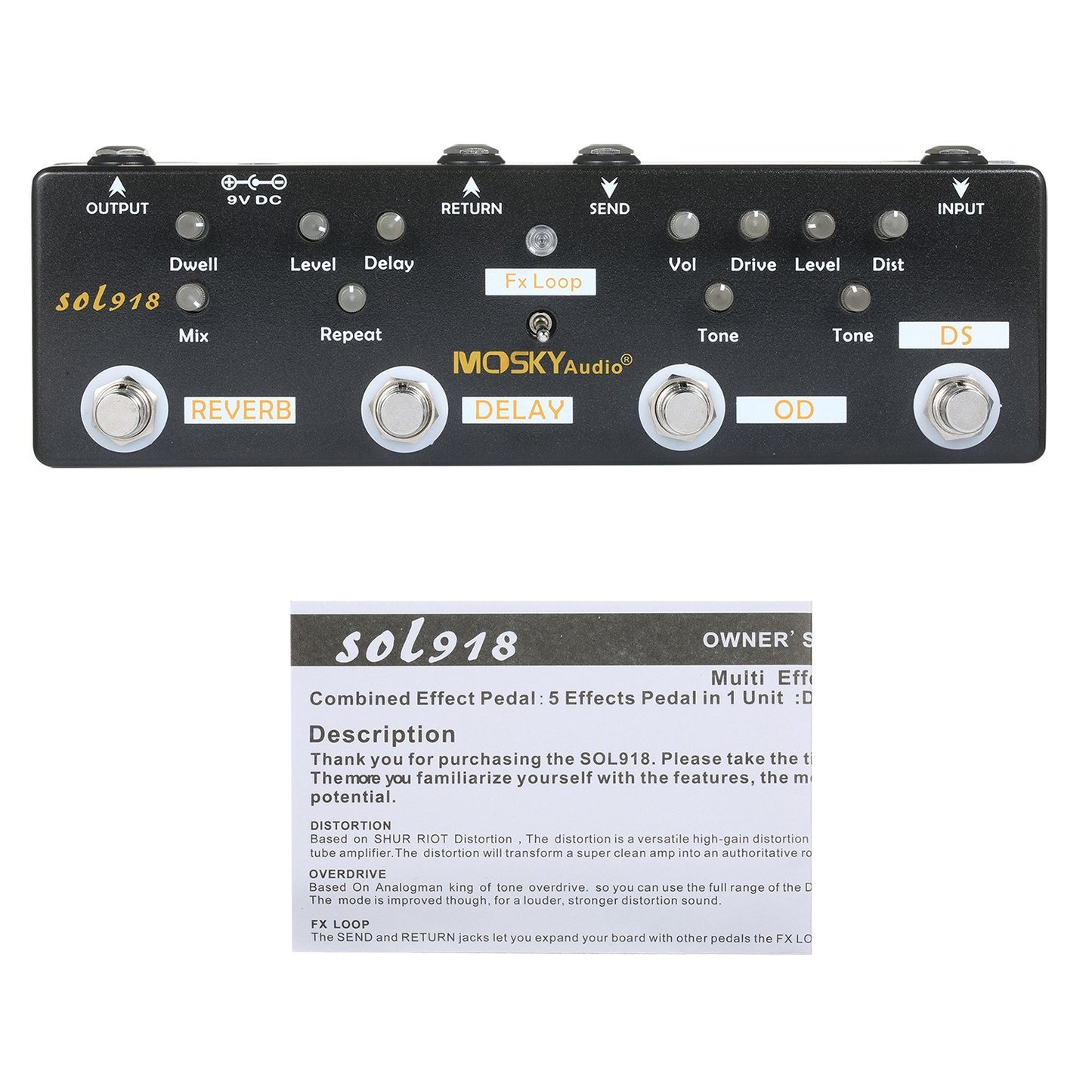 MOSKY Audio SOL918 5-in-1 Multi-Effect Guitar Pedal