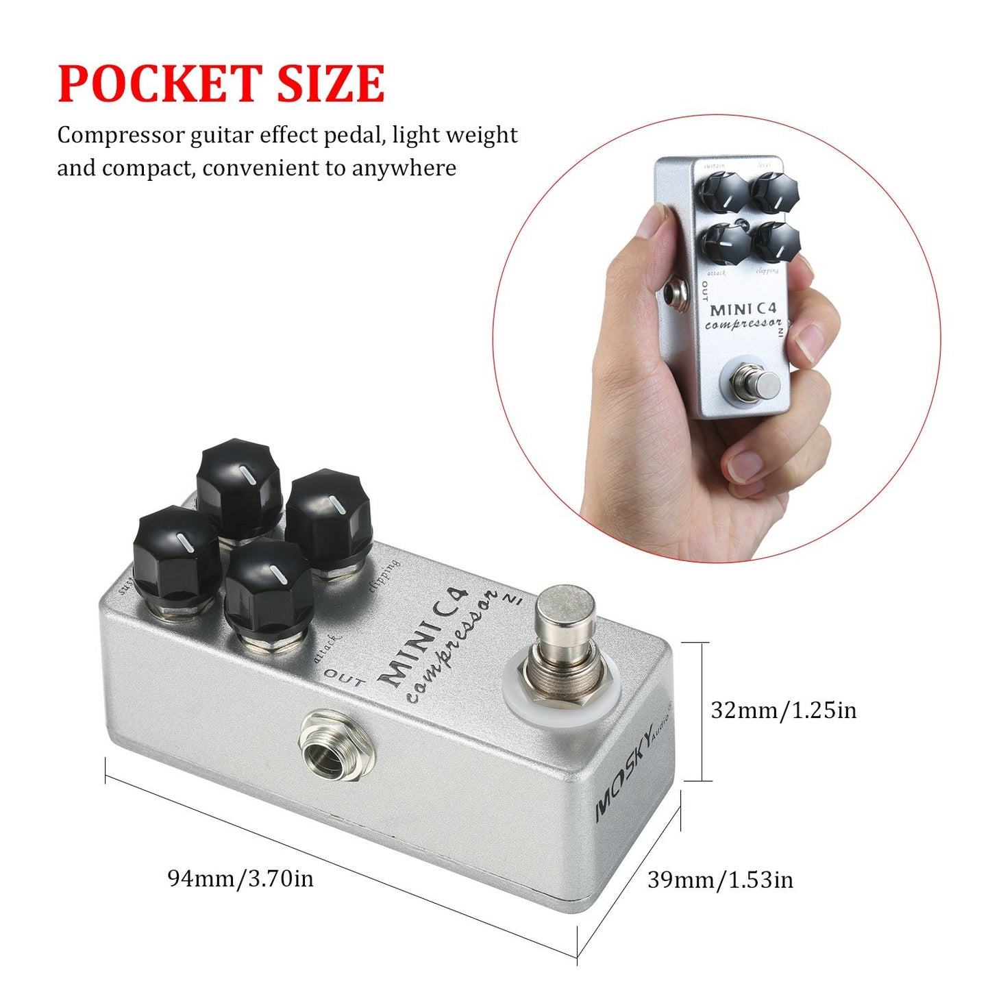 MOSKY C4 Mini Compressor Guitar Effects Pedal - True Bypass