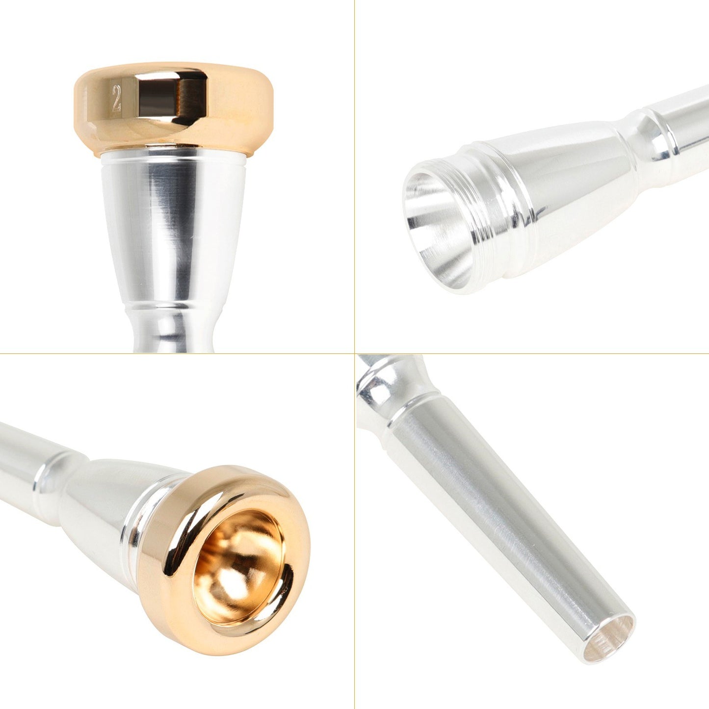 Silver-Plated Brass Trumpet Mouthpiece 2B 2C 3B 3C for Beginners & Pros