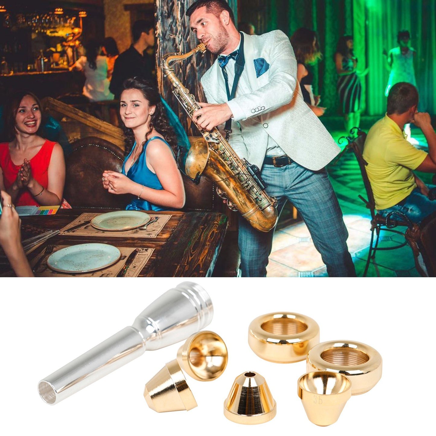 Silver-Plated Brass Trumpet Mouthpiece 2B 2C 3B 3C for Beginners & Pros