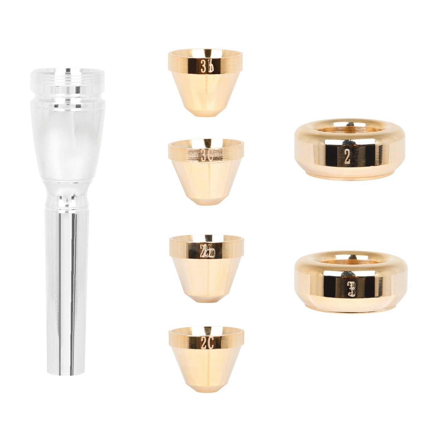 Silver-Plated Brass Trumpet Mouthpiece 2B 2C 3B 3C for Beginners & Pros