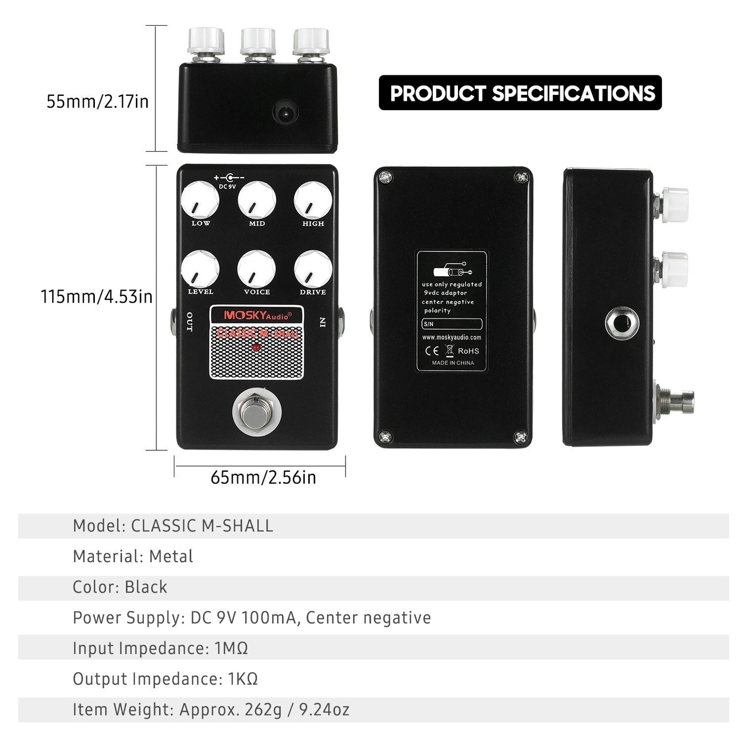 MOSKYaudio Classic M-Shall Speaker & Cabinet Simulator Guitar Effect Pedal