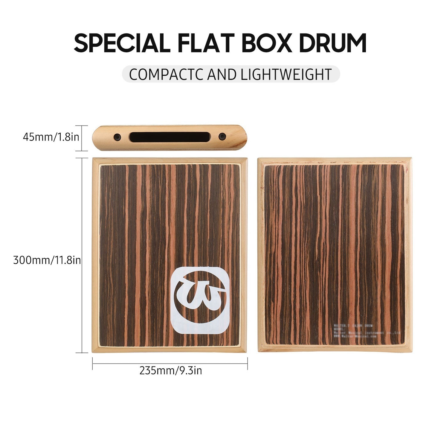 Compact Travel Cajon Box Drum with Adjustable Strings & Carrying Bag by Walter