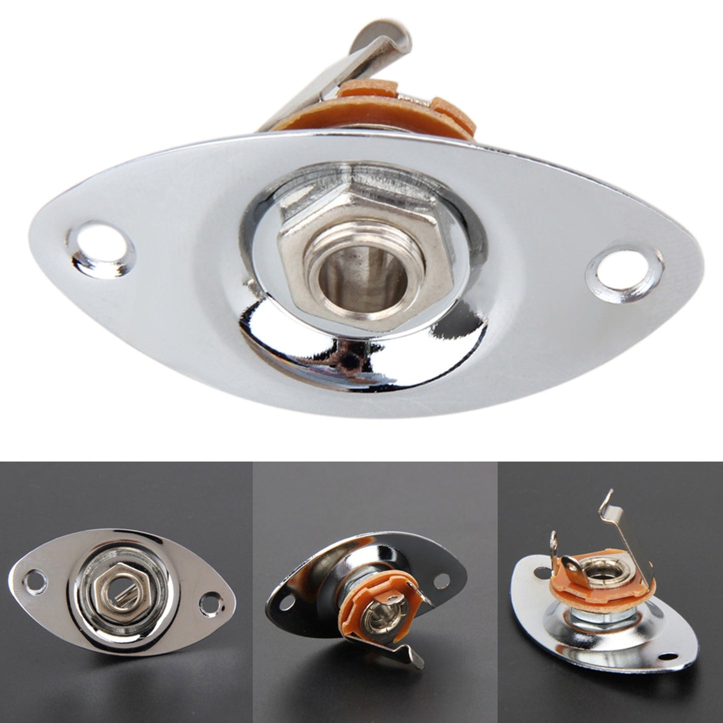 Portable 6.35mm Electric Guitar/Bass Oval Pickup Jack