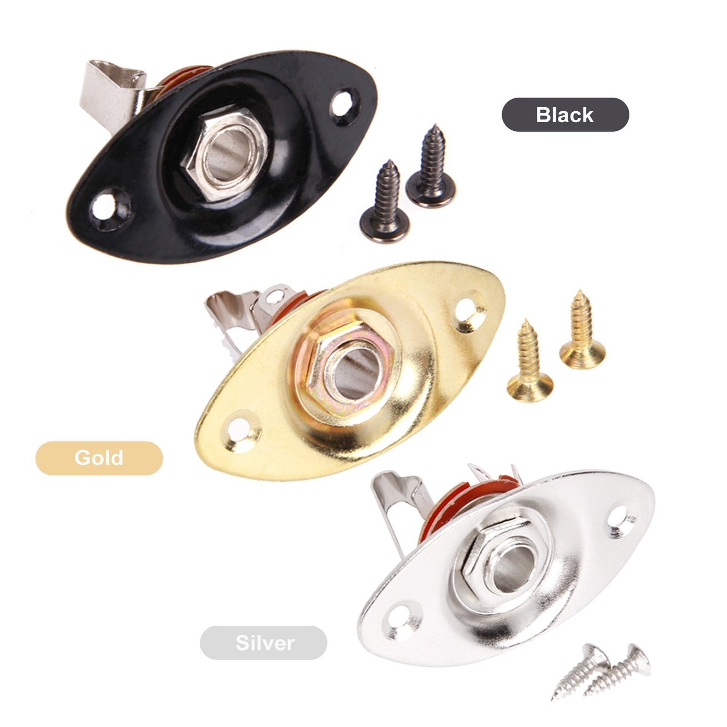 Portable 6.35mm Electric Guitar/Bass Oval Pickup Jack
