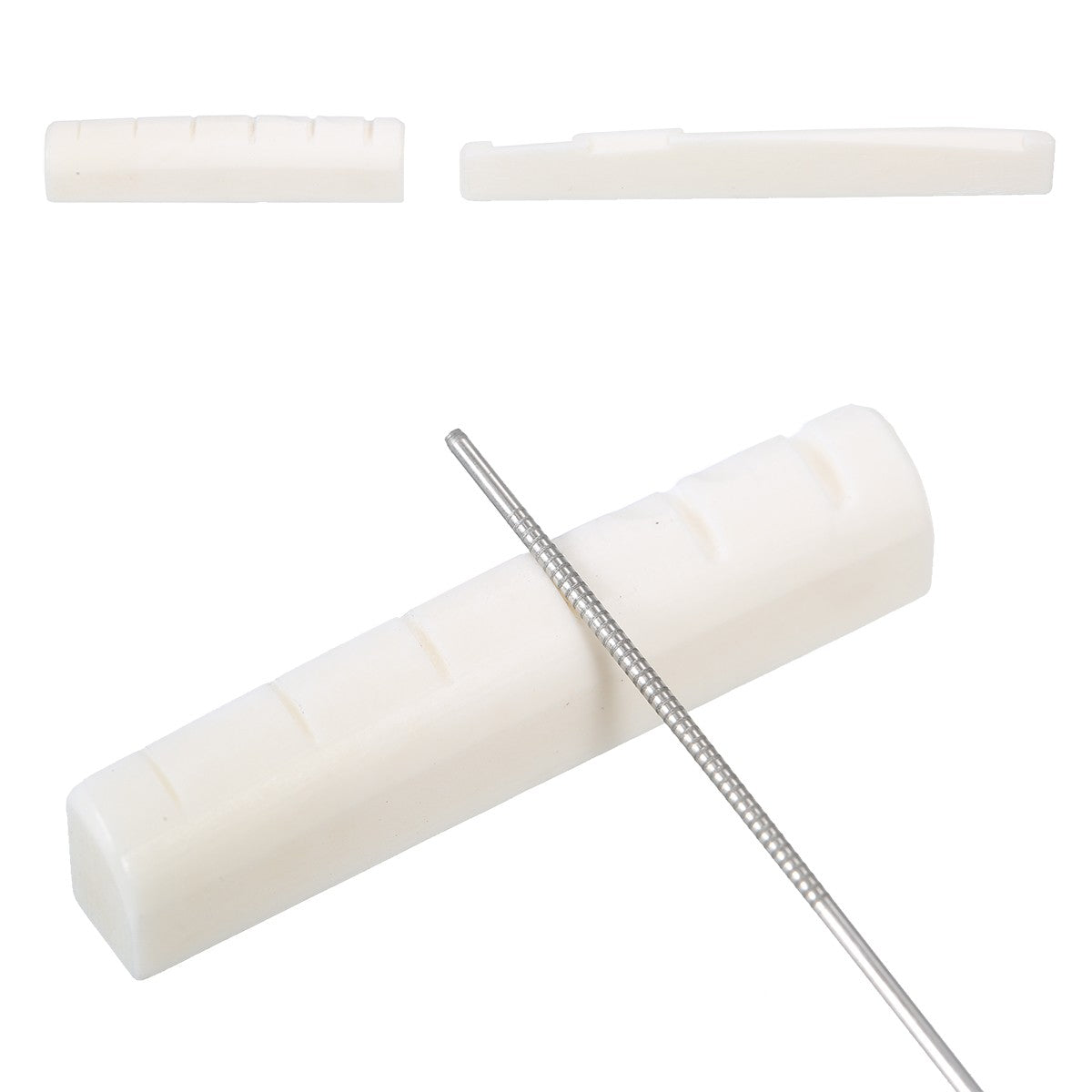 6 String Acoustic Guitar Pre-Slotted Bone Nut & Saddle with Nut Files & Sandpapers for Classical/Electric Guitar Repair